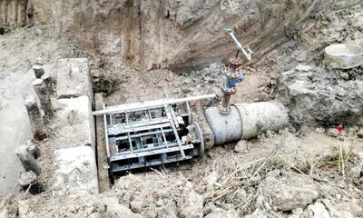 Una de las  pruebas hidráulica del Consorcio PS, para controlar la presión a la que debe llegar el agua.