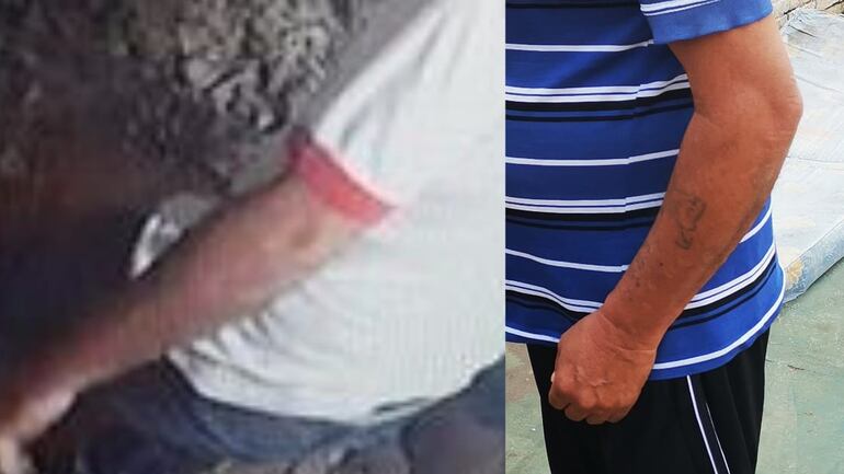 Don Carlos Báez (derecha) tiene un tatuaje en el brazo izquierdo que el ladrón   no.