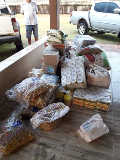 Víveres que se reparten para los voluntarios.