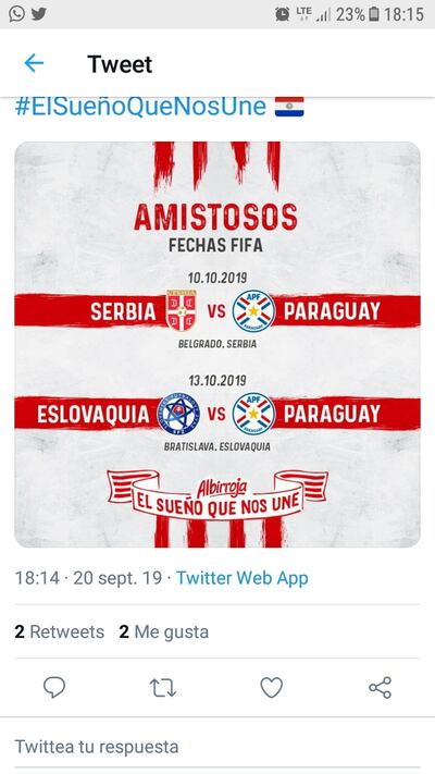 Amistosos de Paraguay en octubre.