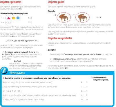 Conjuntos equivalentes y no equivalentes