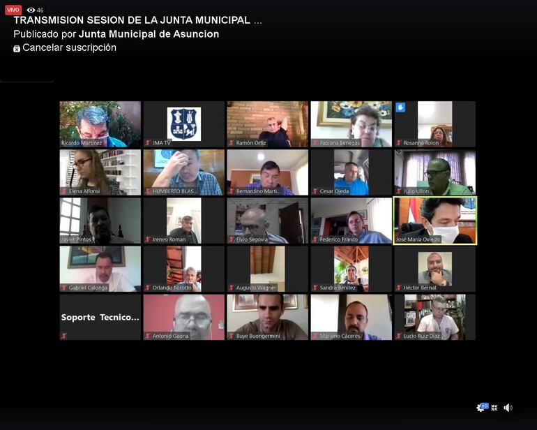 Sesión de la Junta Municipal de Asunción, este jueves.
