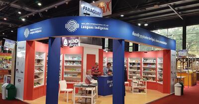El stand de Paraguay en la Feria Internacional del Libro de Buenos Aires (en 2019), en el que los asistentes pueden conocer sobre la literatura de nuestro país.