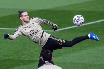 Gareth Bale durante el entrenamiento en la Ciudad deportiva de Valdebebas.