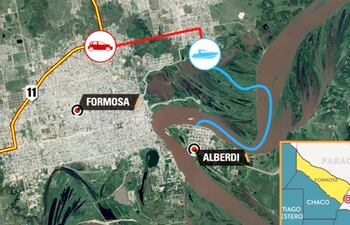 Recorrido del "tour de contrabando" desde Argentina, hasta Alberdi, departamento de Ñeembucú.