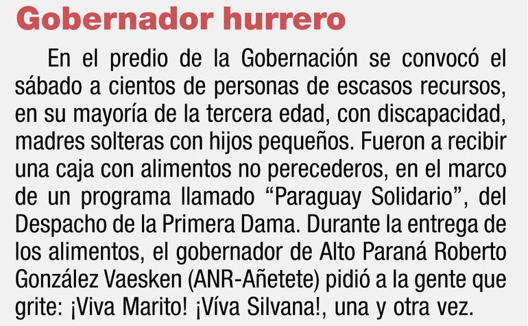 Publicación del 4 de febrero de este año, en ABC Color, en donde se informó sobre el evento del día 2.