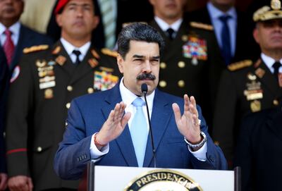 El jerarca chavista Nicolás Maduro, con la plana mayor de las Fuerzas Armadas, sostén del régimen aliado de la dictadura cubana.