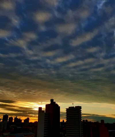 atardecer, clima, temperatura, tiempo, pronóstico, edificios, Asunción, nubes