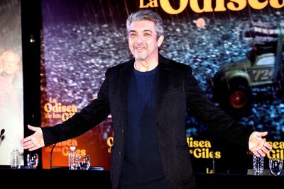 El actor argentino Ricardo Darín participa en una conferencia de prensa en la que presenta su más reciente película: La odisea de los giles, que protagoniza y produce junto a su hijo, Chino Darín, bajo la dirección de Sebastián Borensztein.