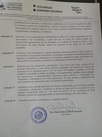 Resolución de Incoop respecto a préstamos dados por cooperativas.