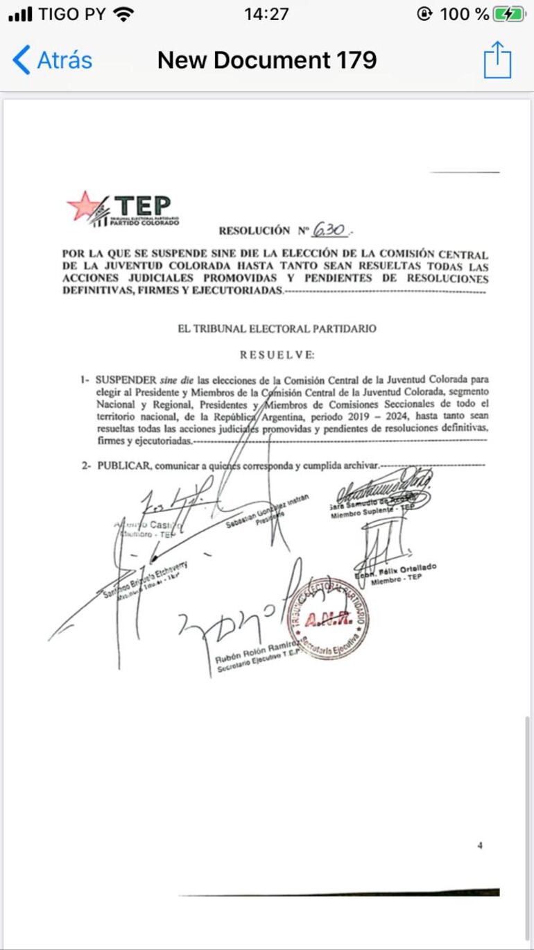 Fueron suspendidas las elecciones juveniles del Partido Colorado.