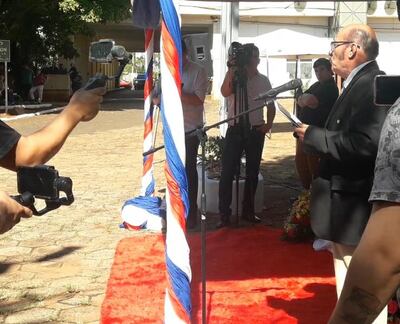 Alfredo Benítez Carvallo, durante el acto por los 63 aniversario de fundación de Ciudad del Este.
