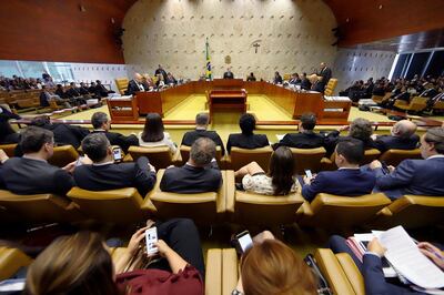 El plenario de la Corte Suprema de Brasil durante una sesión para juzgar la validez del arresto en segunda instancia.