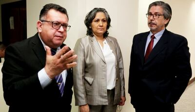 Los camaristas Aniceto Amarilla, Miryam Meza e Isidro González, ayer en tribunales.