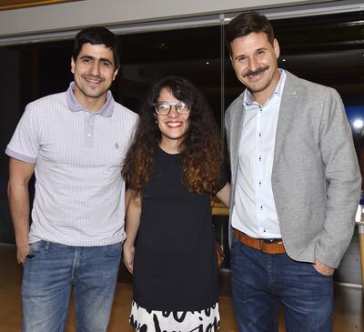 Walter Riveros, Stefy Ramírez y Lucas Toriño.