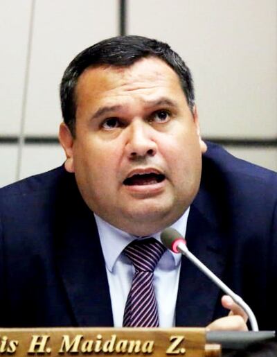 Diputado Derlis Maidana (ANR, cartista), presidente de la Comisión de Asuntos Constitucionales de la Cámara Baja.
