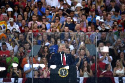 Donald Trump, presidente de los Estados Unidos, durante su discurso en el acto celebrado este jueves en Washington.