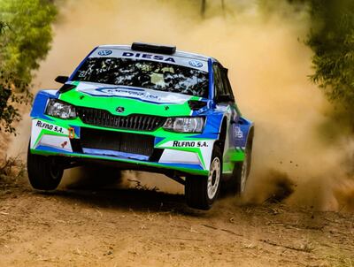 Juan Martín Masi aceleró con todo su nuevo Skoda Fabia R5, con el cual estará hoy en carrera.