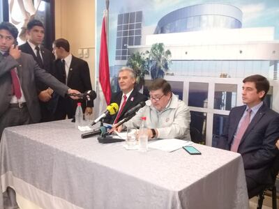 Enrique Bacchetta y Blas Llano, representantes del Congreso tras reunión con ministros de la Corte sobre el caso Bonifacio Ríos Ávalos.