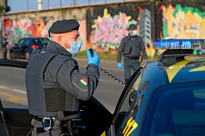 Control de la Policía en Italia.