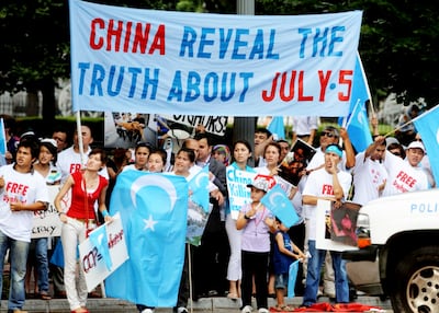 Imagen de archivo de una protesta de uigures emigrados a Estados Unidos, reclamando justicia por la masacre del 5 de julio de 2009 cometido por la dictadura china contra esta minoría étnica.