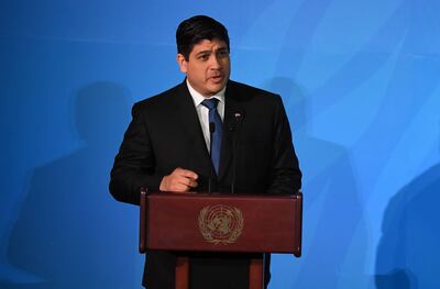 El presidente de Costa Rica, Carlos Alvarado Quesada, durante su intervención en el foro del clima en la ONU.