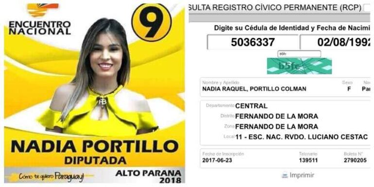 Denuncia que corre en las redes contra Nadia Portillo por no residir en el departamento por el que se postula.