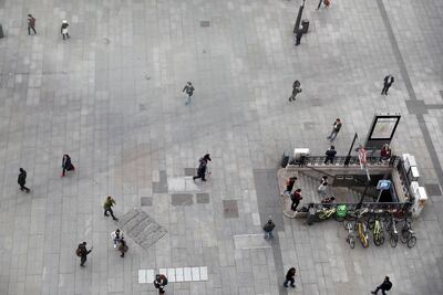 Vista de la plaza de Callao, en el centro de Madrid, ayer por la tarde.
