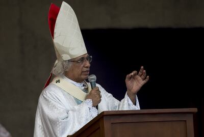 El cardenal de Nicaragua, Leopoldo Brenes, durante un mensaje en un acto religioso popular. La ciudadanía nicaragüense ha encontrado en la Iglesia Católica un vocero de la represión que sufre.