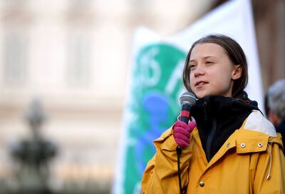 La activista sueca Greta Thunberg, este viernes en Turín, Italia.