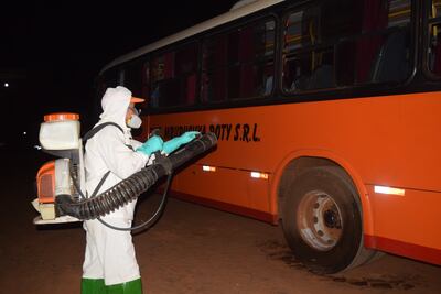 Anoche fueron fumigados buses de las empresasa Mburucuya SA y Mburucuya Poty.