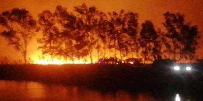 Incendio de grandes proporciones en Ypacaraí, camino a Patiño.