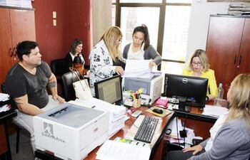 Marcelo Socal Torres en la audiencia indagatoria de ayer, en la unidad de la fiscala Belinda Bobadilla.