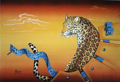 Imagen de una de las pinturas de Alfredo Moraes que conforman la exposición "Simbiosis guaraní".