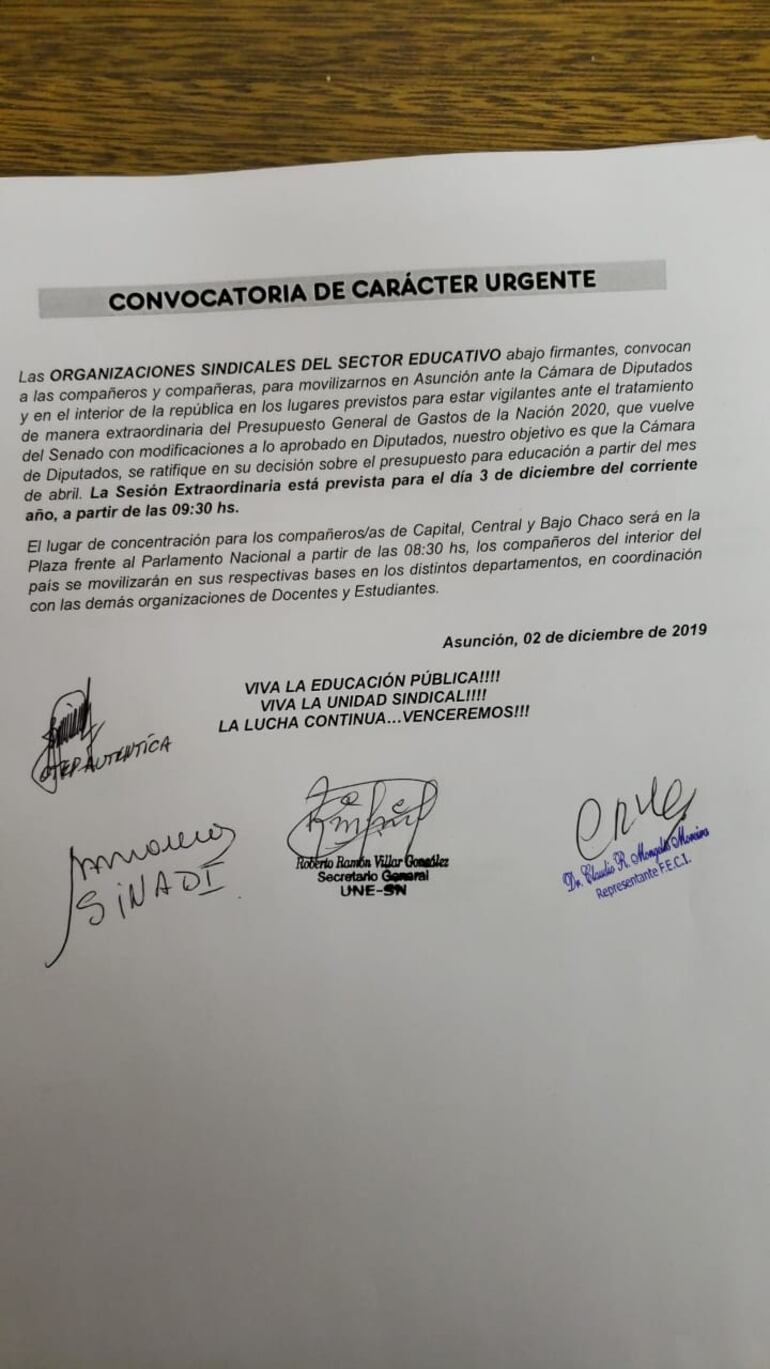 El Sindicato Nacional de Directores convocó a una nueva movilización de docentes.