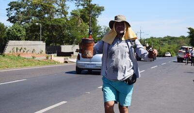 Manuel Caballero, de la ciudad de Ñemby, peregrinó desde Ypacaraí.