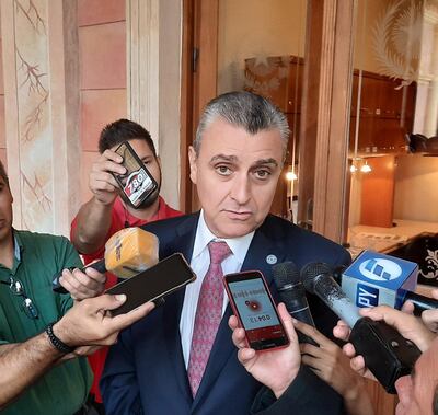 Juan Ernesto Villamayor, esta mañana llegando al Palacio de Gobierno.
