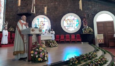 Monseñor Guillermo Steckling, obispo de la Diócesis de Ciudad del Este y Canindeyú, durante el rezo del Ángelus.