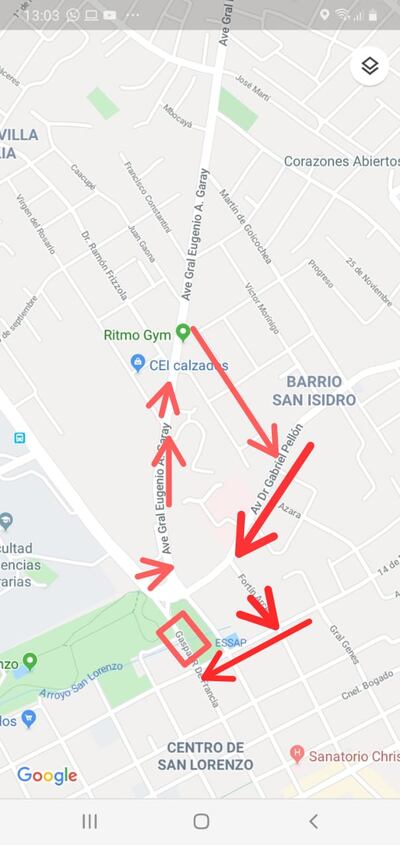 Desvíos en San Lorenzo.