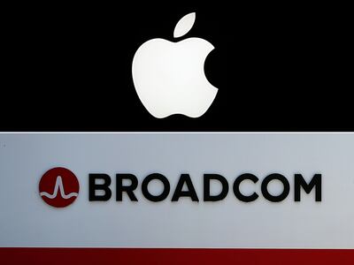 Combinación de los logotipos de  Apple y  Broadcom.