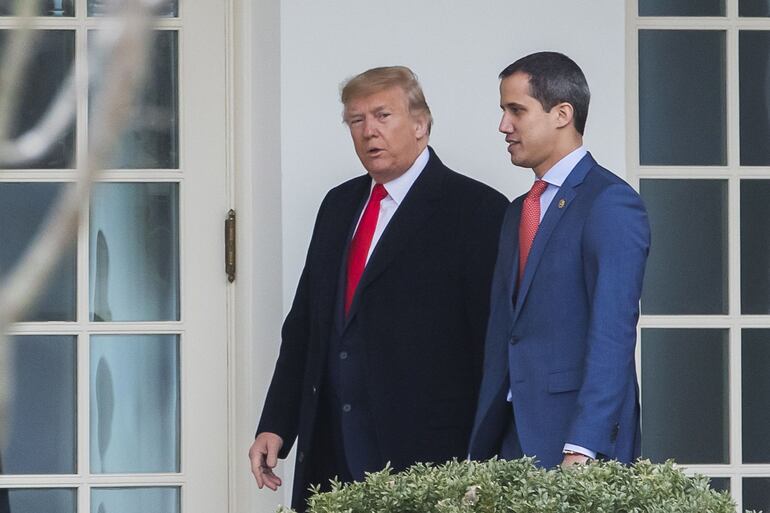 El presidente estadounidense Donald Trump y el titular del Parlamento venezolano, Juan Guaidó, este miércoles en la Casa Blanca.
