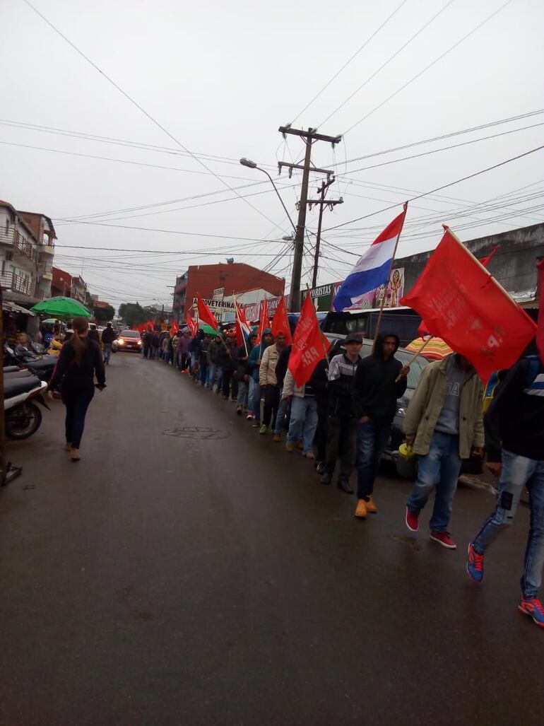 La movilización comenzó en el  centro de Coronel Oviedo.