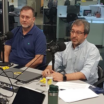 Ministro de Hacienda, Benigno López; José Maciel, presidente de la Agencia Financiera de Desarrollo.