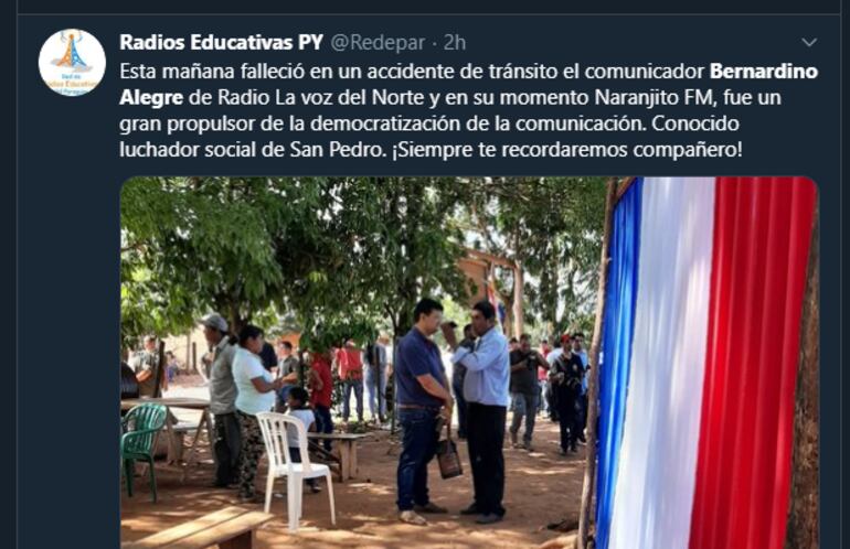 También Radios Educativas del Paraguay expresaron su dolor por las redes sociales.