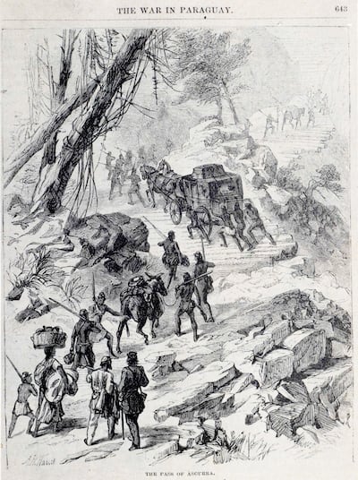 Paso de Azcurra según grabado norteamericano publicado en 1870 por Harper’s New Monthly Magazine.