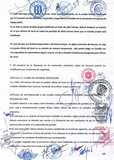 Nota firmada por 11 clubes, menos Olimpia.