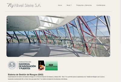 La página web de Nivel Siete SA, subsidiaria de SIF América, en la que se puede ver el nombre de la ANNP. Este portal utiliza también la Dinac para hacer sus trámites.