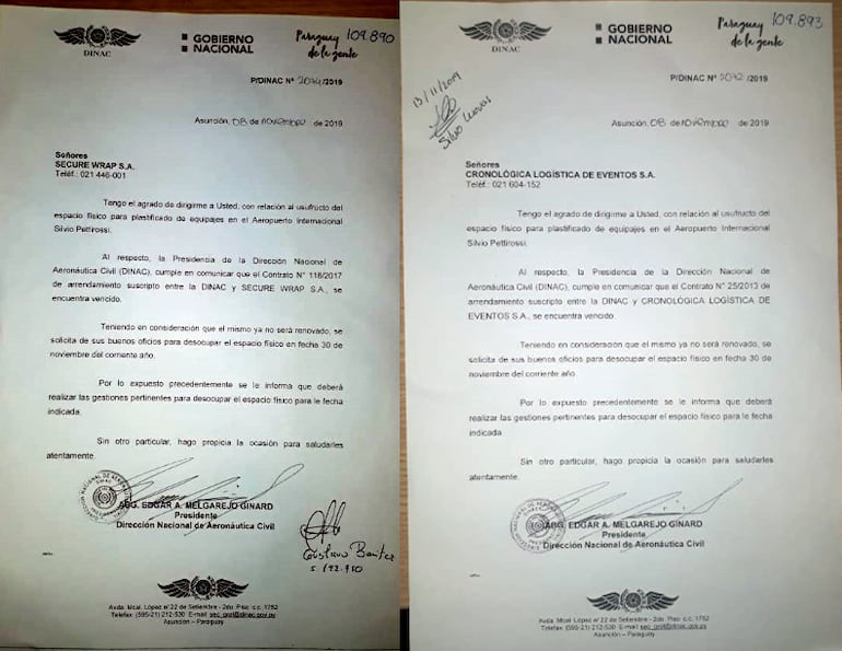 Notificaciones de desalojo entregadas hace un mes a las empresas, por contrato vencido.