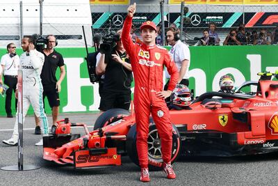 Charles Leclerc celebra su segunda “pole” en la Fórmula 1, esta vez en el GP de Italia.
