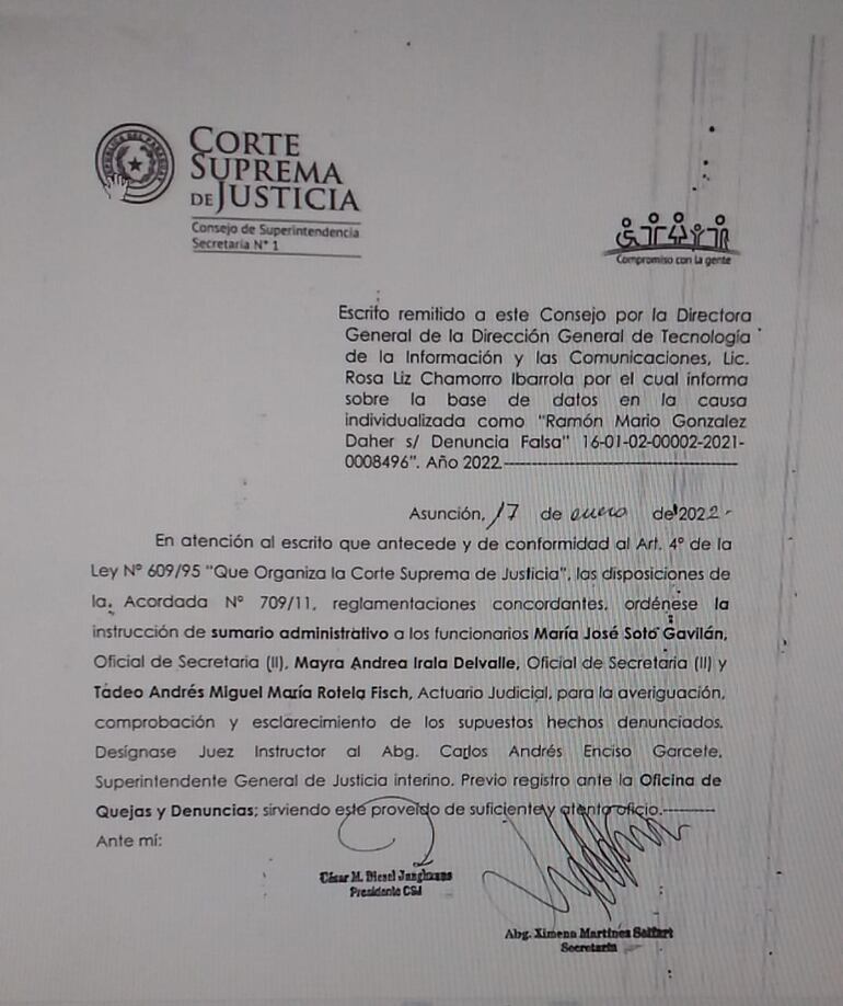 Resolución del Consejo de Superintendencia de la Corte Suprema de Justicia.